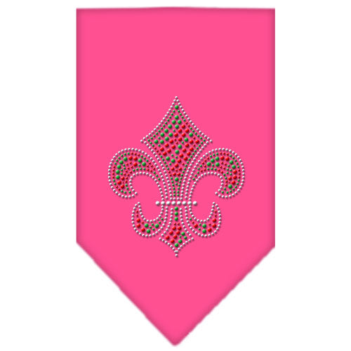 Christmas Fleur De Lis Rhinestone Bandana Bright Pink Small GreatEagleInc