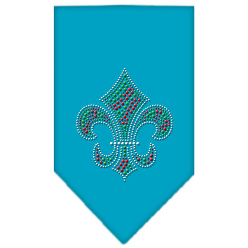 Christmas Fleur De Lis Rhinestone Bandana Turquoise Small GreatEagleInc