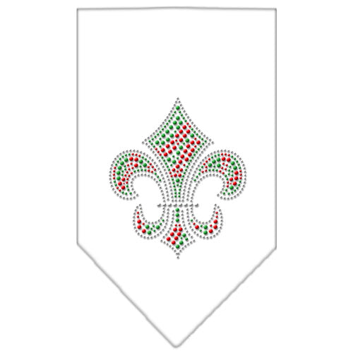 Christmas Fleur De Lis Rhinestone Bandana White Small GreatEagleInc