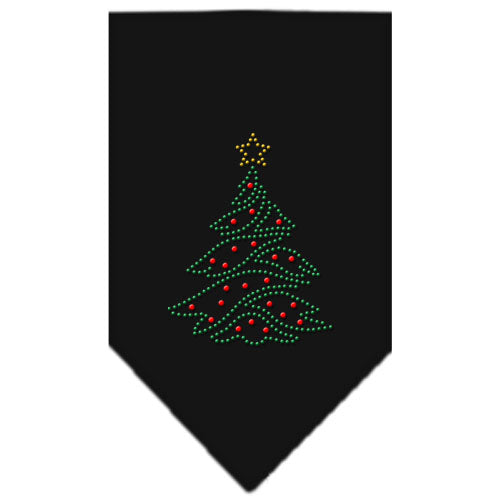 Christmas Tree Rhinestone Bandana Black Large GreatEagleInc