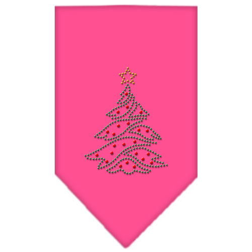 Christmas Tree Rhinestone Bandana Bright Pink Small GreatEagleInc