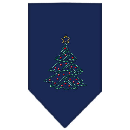 Christmas Tree Rhinestone Bandana Navy Blue Small GreatEagleInc