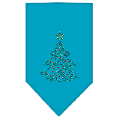 Christmas Tree Rhinestone Bandana Turquoise Small GreatEagleInc
