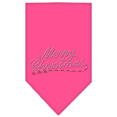 Merry Christmas Rhinestone Bandana Bright Pink Large GreatEagleInc