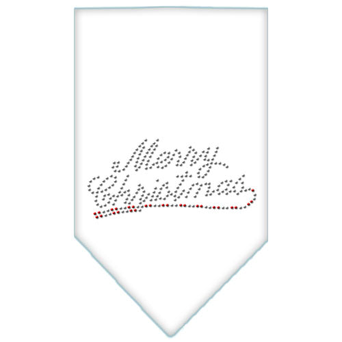 Merry Christmas Rhinestone Bandana White Small GreatEagleInc