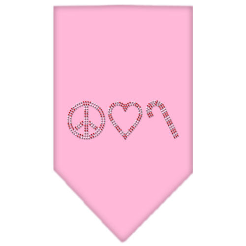 Peace Love Candy Cane Rhinestone Bandana Light Pink Small GreatEagleInc