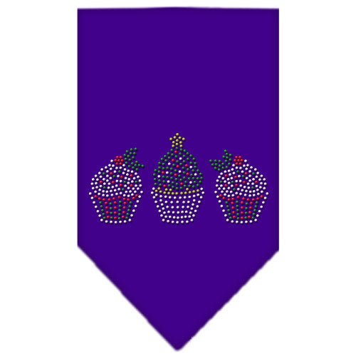 Christmas Cupcakes Rhinestone Bandana Purple Large GreatEagleInc