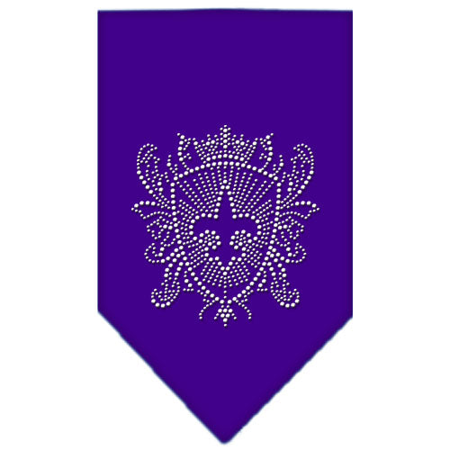 Fleur De Lis Shield Rhinestone Bandana Purple Large GreatEagleInc
