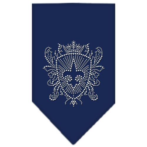 Fleur De Lis Shield Rhinestone Bandana Navy Blue Small GreatEagleInc