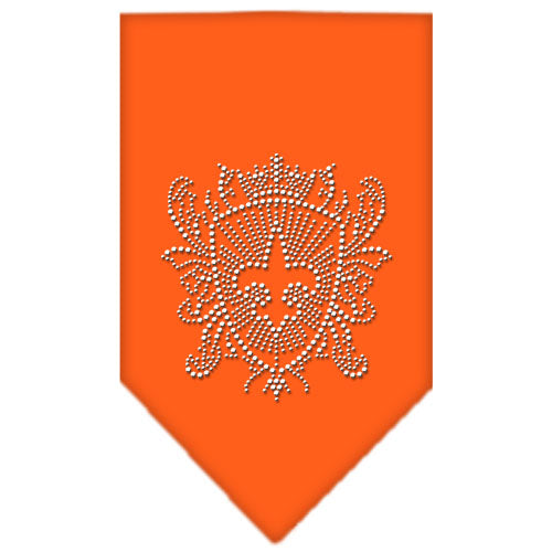 Fleur De Lis Shield Rhinestone Bandana Orange Small GreatEagleInc