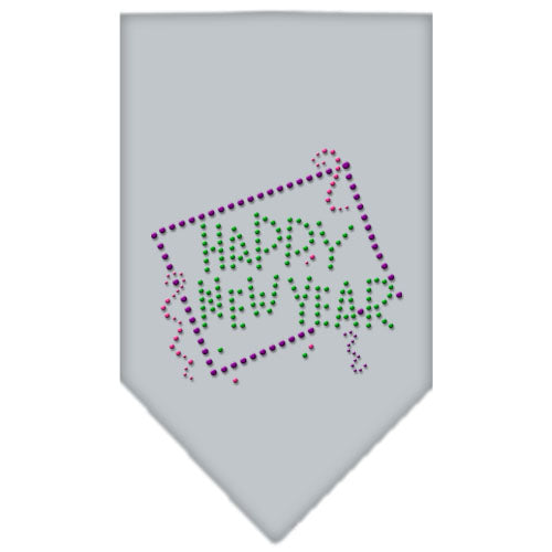 Happy New Year Rhinestone Bandana Grey Small GreatEagleInc