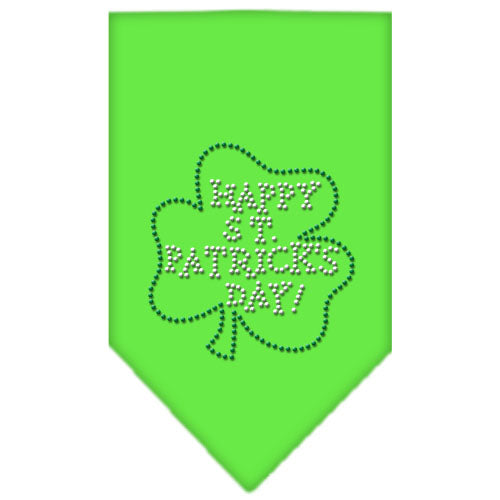 Happy St Patricks Day Rhinestone Bandana Lime Green Small GreatEagleInc