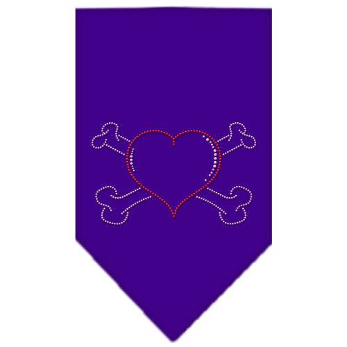 Heart Crossbone Rhinestone Bandana Purple Large GreatEagleInc