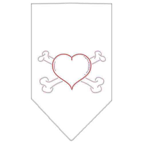 Heart Crossbone Rhinestone Bandana White Large GreatEagleInc