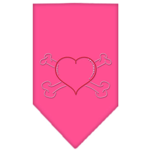 Heart Crossbone Rhinestone Bandana Bright Pink Small GreatEagleInc