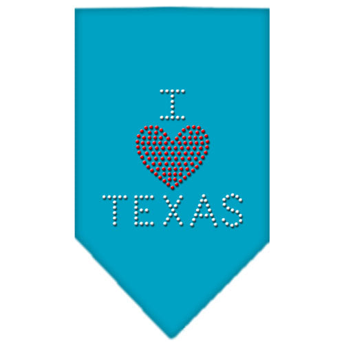 I Heart Texas Rhinestone Bandana Turquoise Large GreatEagleInc