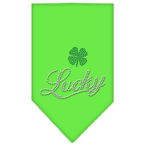 Lucky Script Rhinestone Bandana Lime Green Large GreatEagleInc