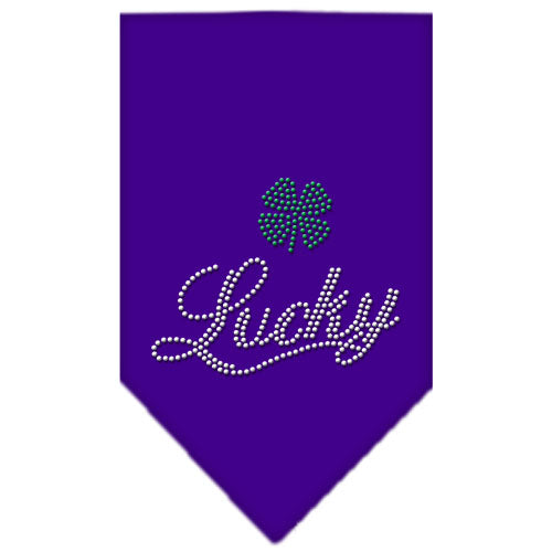 Lucky Script Rhinestone Bandana Purple Large GreatEagleInc