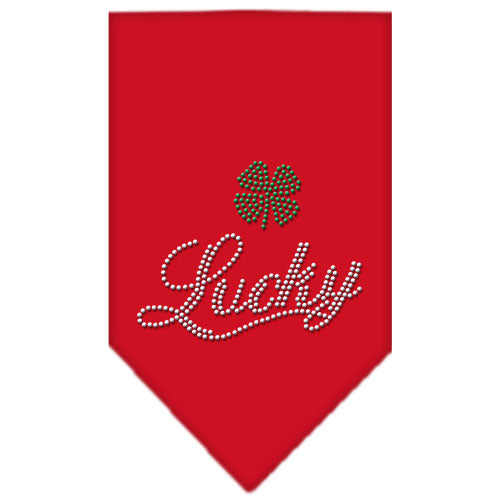 Lucky Script Rhinestone Bandana Red Large GreatEagleInc