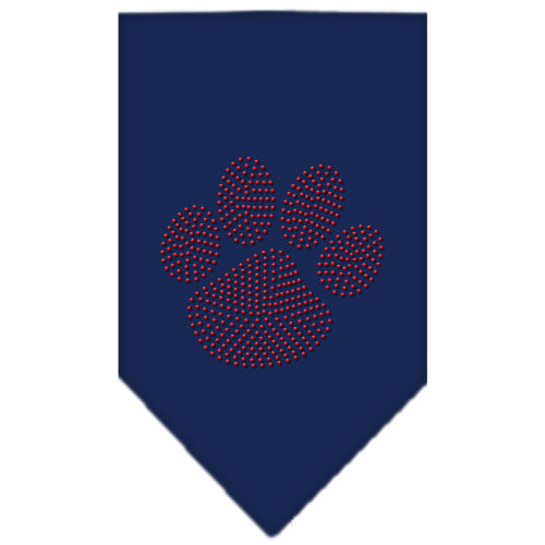 Paw Red Rhinestone Bandana Navy Blue Small Default Title