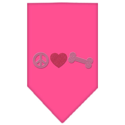 Peace Love Bone Rhinestone Bandana Bright Pink Large GreatEagleInc