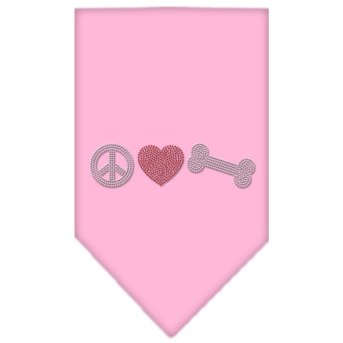 Peace Love Bone Rhinestone Bandana Light Pink Large GreatEagleInc