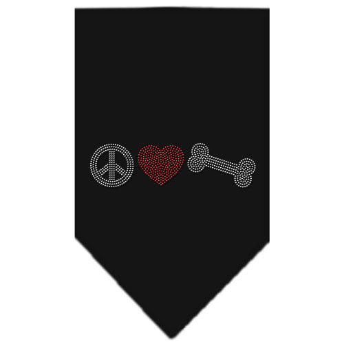 Peace Love Bone Rhinestone Bandana Black Small Default Title