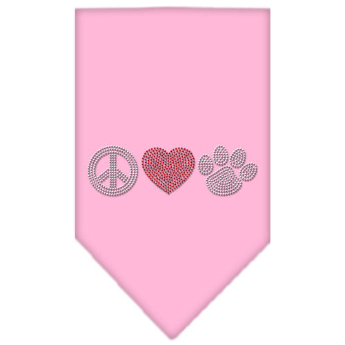 Peace Love Paw Rhinestone Bandana Light Pink Large GreatEagleInc