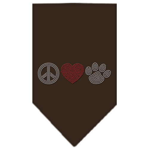 Peace Love Paw Rhinestone Bandana Cocoa Small Default Title