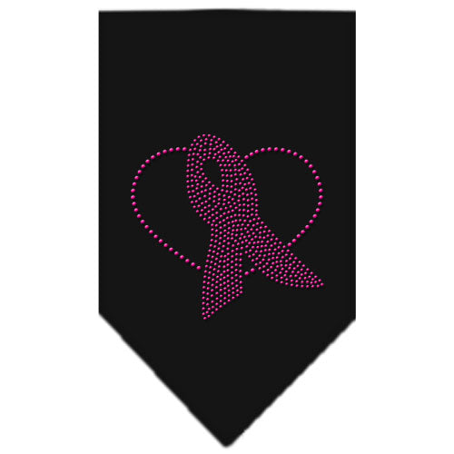 Pink Ribbon Rhinestone Bandana Black Large Default Title
