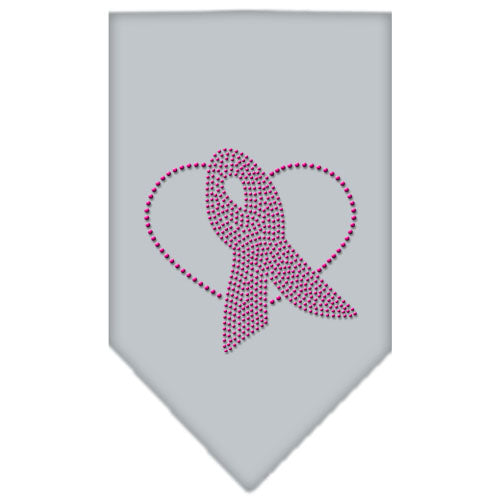 Pink Ribbon Rhinestone Bandana Grey Small GreatEagleInc