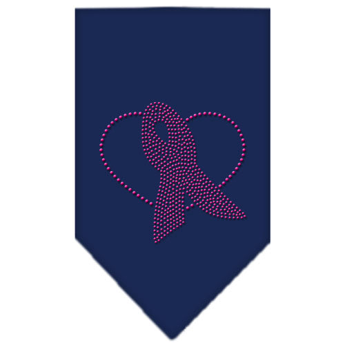 Pink Ribbon Rhinestone Bandana Navy Blue Small GreatEagleInc