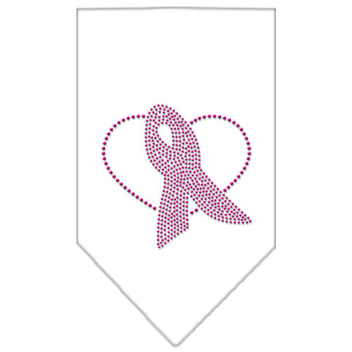 Pink Ribbon Rhinestone Bandana White Small GreatEagleInc