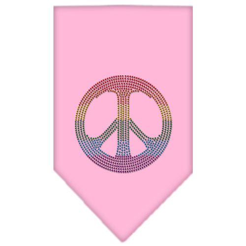 Rainbow Peace Sign Rhinestone Bandana Light Pink Large GreatEagleInc