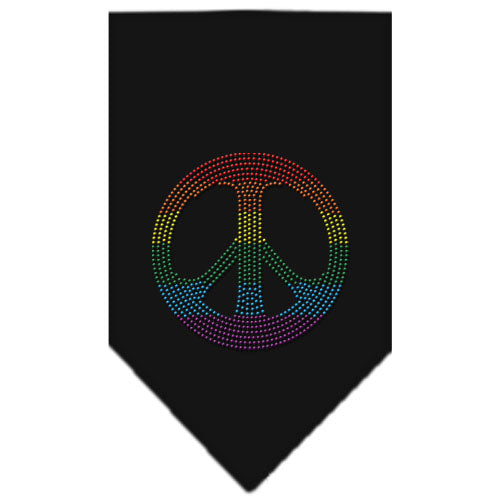 Rainbow Peace Sign Rhinestone Bandana Black Small GreatEagleInc