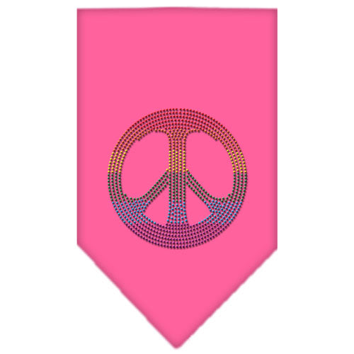 Rainbow Peace Sign Rhinestone Bandana Bright Pink Small GreatEagleInc