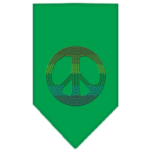 Rainbow Peace Sign Rhinestone Bandana Emerald Green Small GreatEagleInc