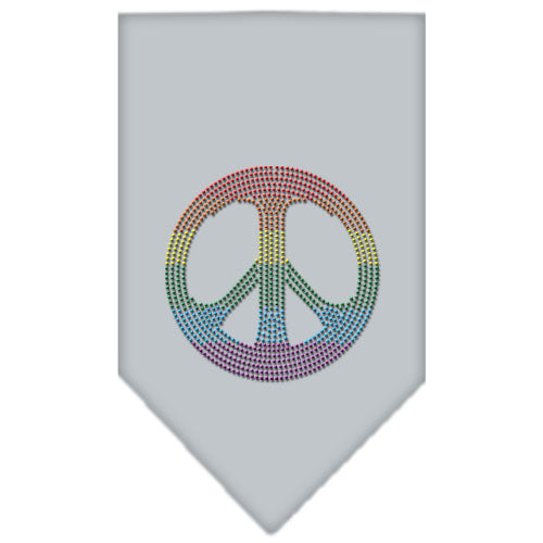 Rainbow Peace Sign Rhinestone Bandana Grey Small GreatEagleInc