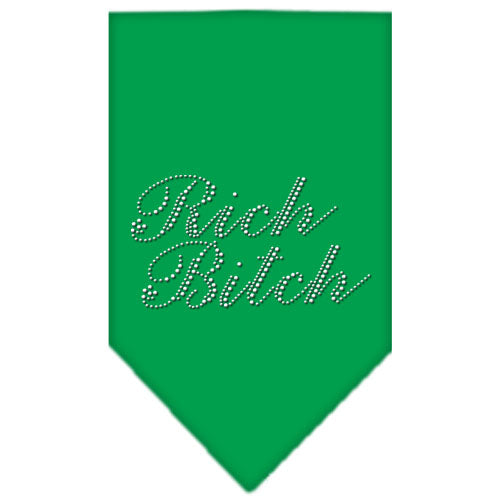 Rich Bitch Rhinestone Bandana Emerald Green Large GreatEagleInc