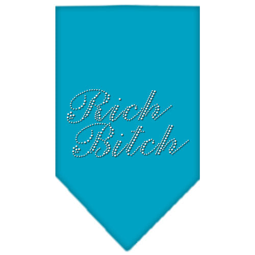 Rich Bitch Rhinestone Bandana Turquoise Large GreatEagleInc