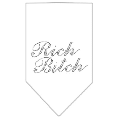 Rich Bitch Rhinestone Bandana White Large GreatEagleInc