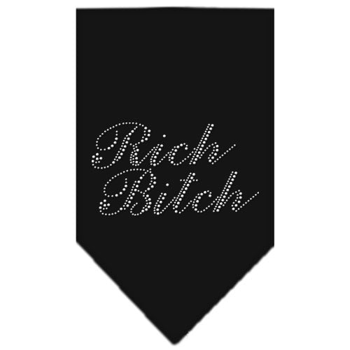 Rich Bitch Rhinestone Bandana Black Small GreatEagleInc