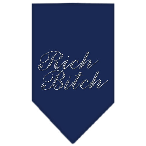 Rich Bitch Rhinestone Bandana Navy Blue Small GreatEagleInc