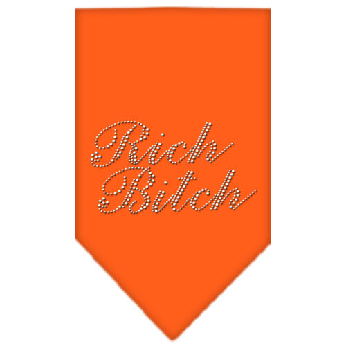 Rich Bitch Rhinestone Bandana Orange Small GreatEagleInc