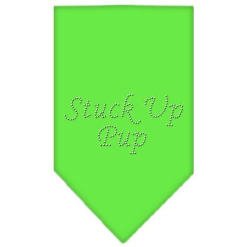 Stuck Up Pup Rhinestone Bandana Lime Green Small GreatEagleInc