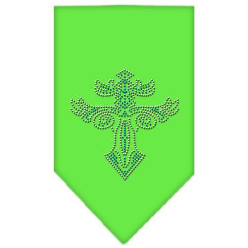 Warriors Cross Rhinestone Bandana Lime Green Small GreatEagleInc