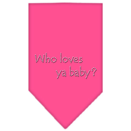 Who Loves Ya Baby Rhinestone Bandana Bright Pink Large GreatEagleInc