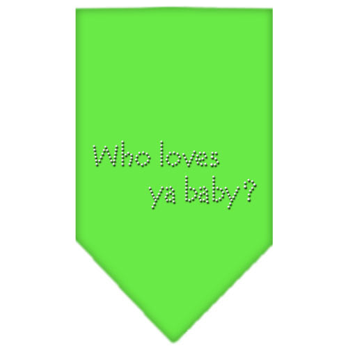 Who Loves Ya Baby Rhinestone Bandana Lime Green Large GreatEagleInc