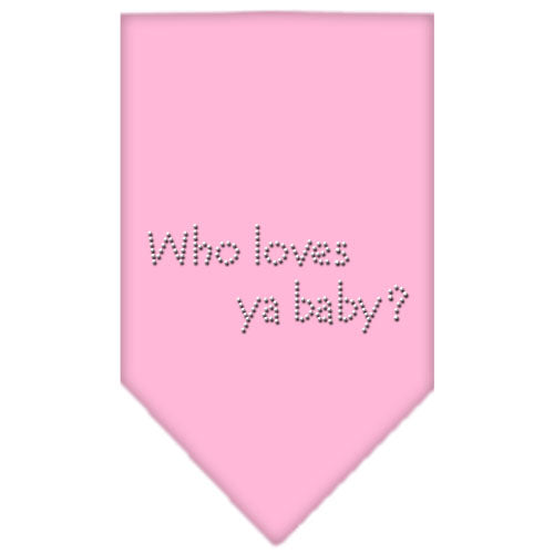Who Loves Ya Baby Rhinestone Bandana Light Pink Large GreatEagleInc