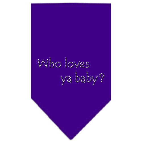 Who Loves Ya Baby Rhinestone Bandana Purple Large GreatEagleInc